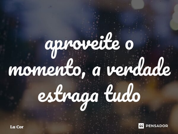 ⁠aproveite o momento, a verdade estraga tudo... Frase de Lu Correia.