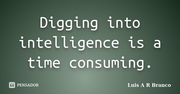 Digging into intelligence is a time consuming.... Frase de Luis A R Branco.
