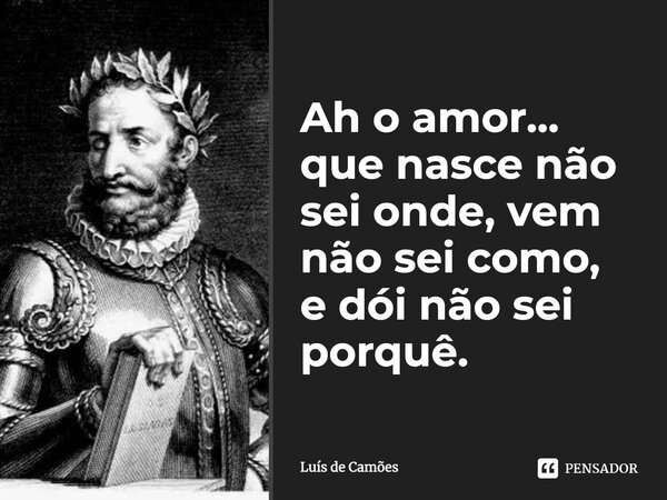 Ah o amor... que nasce não sei onde, vem não sei como, e dói não sei porquê.... Frase de Luís de Camões.