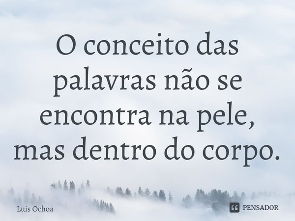 ⁠O conceito das palavras não se encontra na pele, mas dentro do corpo.... Frase de Luís Ochoa.