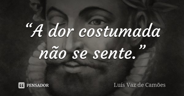 “A dor costumada não se sente.”... Frase de Luís Vaz de Camões.