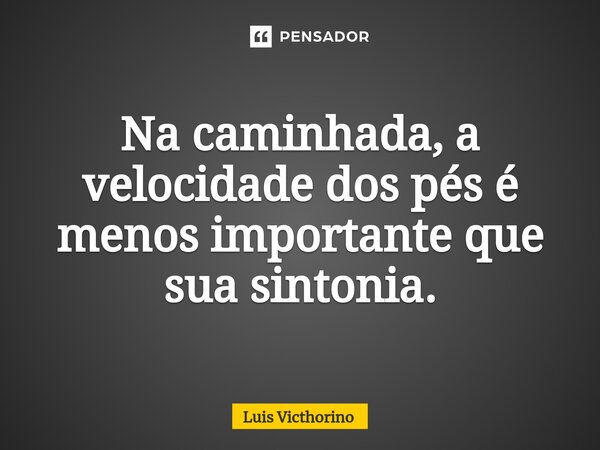 Na caminhada, a velocidade dos pés é menos importante que sua sintonia.⁠... Frase de Luís Victhorino.