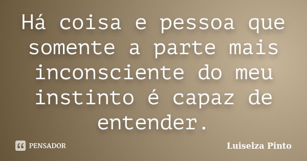 Há coisa e pessoa que somente a parte mais inconsciente do meu instinto é capaz de entender.... Frase de Luiselza Pinto.