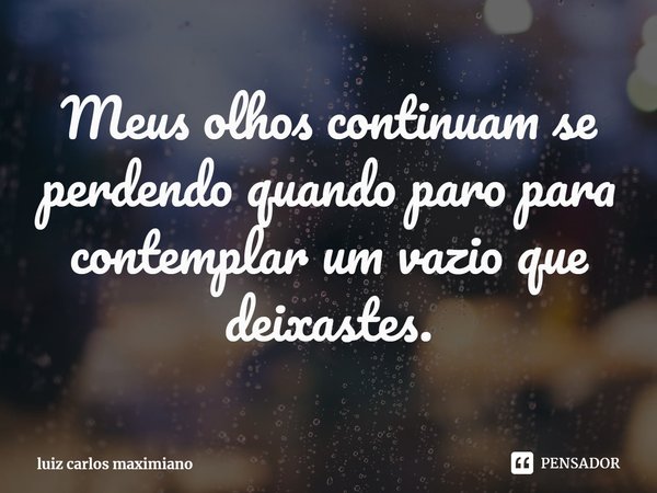 ⁠Meus olhos continuam se perdendo quando paro para contemplar um vazio que deixastes.... Frase de luiz carlos maximiano.