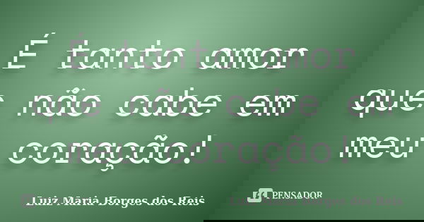 É tanto amor que não cabe em meu coração!... Frase de Luiz Maria Borges dos Reis.