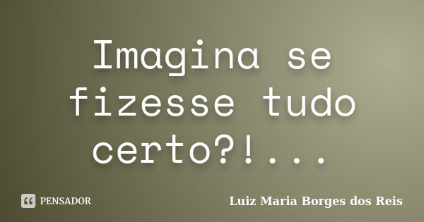 Imagina se fizesse tudo certo?!...... Frase de Luiz Maria Borges dos Reis.