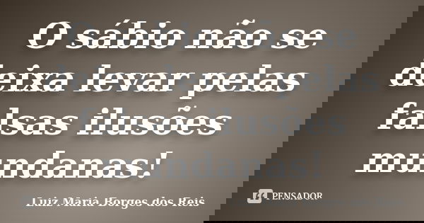 O sábio não se deixa levar pelas falsas ilusões mundanas!... Frase de Luiz Maria Borges dos Reis.