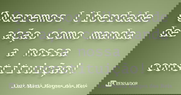 Queremos liberdade de ação como manda a nossa constituição!... Frase de Luiz Maria Borges dos Reis.