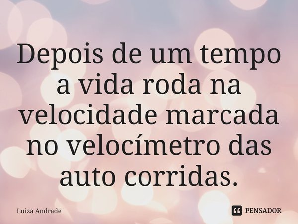 ⁠Depois de um tempo a vida roda na velocidade marcada no velocímetro das auto corridas.... Frase de Luiza Andrade.