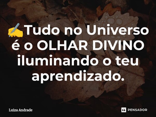 ✍️⁠Tudo no Universo é o OLHAR DIVINO iluminando o teu aprendizado.... Frase de Luiza Andrade.