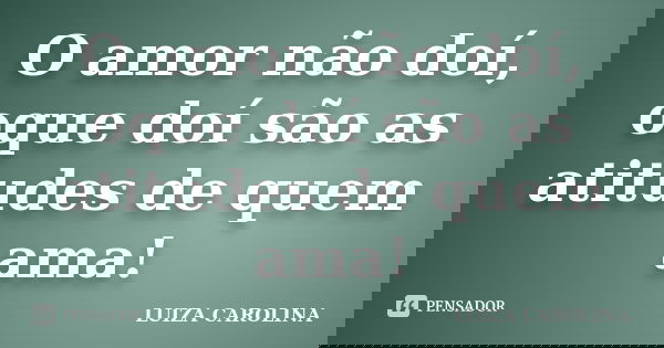O amor não doí, oque doí são as atitudes de quem ama!... Frase de luiza carolina.