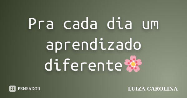 Pra cada dia um aprendizado diferente🌸... Frase de Luiza carolina.