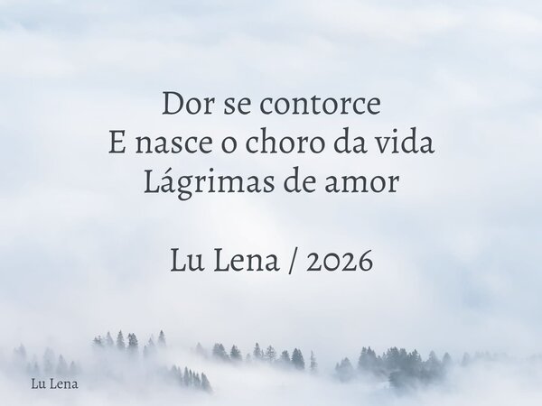 Dor se contorce E nasce o choro da vida Lágrimas de amor Lu Lena / 2026... Frase de Lu Lena.