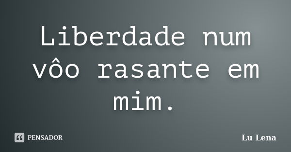 Liberdade num vôo rasante em mim.... Frase de Lu Lena.