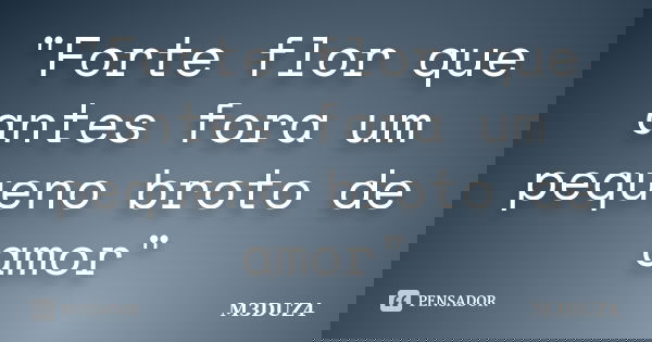 "Forte flor que antes fora um pequeno broto de amor"... Frase de M3DUZ4.
