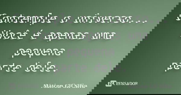 Contemple o universo... Você é apenas uma pequena parte dele.... Frase de Maicon Gil Silva.