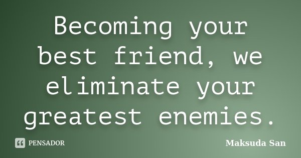 Becoming your best friend, we eliminate your greatest enemies.... Frase de Maksuda San.