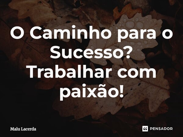 ⁠⁠O Caminho para o Sucesso? Trabalhar com paixão!... Frase de Malu Lacerda.