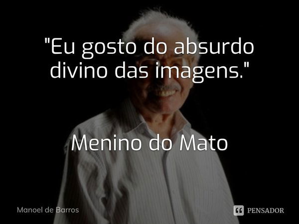 ⁠"Eu gosto do absurdo divino das imagens." Menino do Mato... Frase de Manoel de Barros.