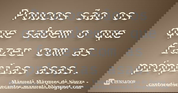 Poucos são os que sabem o que fazer com as próprias asas.... Frase de Manuela Marques de Souza - cantosedesencantos-manuela.blogspot com.