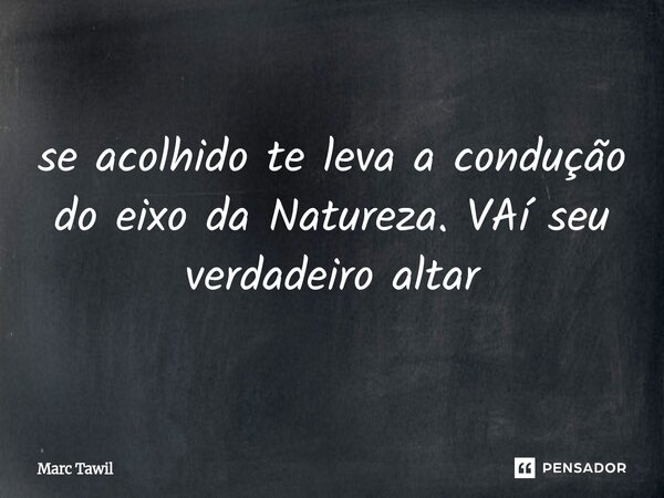 ⁠se acolhido te leva a condução do eixo da Natureza. VAí seu verdadeiro altar... Frase de Marc Tawil.