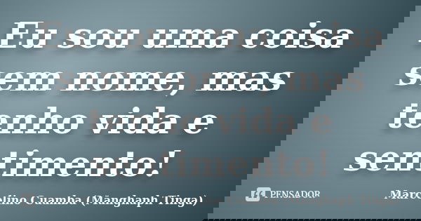 Eu sou uma coisa sem nome, mas tenho vida e sentimento!... Frase de Marcelino Cuamba (Manghaph Tinga).