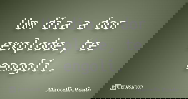 Um dia a dor explode, te engoli.... Frase de Marcella Prado.