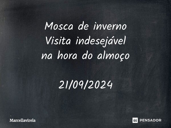 ⁠Mosca de inverno Visita indesejável na hora do almoço 21/09/2024... Frase de Marcellavirela.