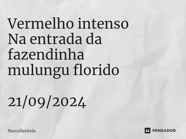 ⁠Vermelho intenso Na entrada da fazendinha mulungu florido 21/09/2024... Frase de Marcellavirela.