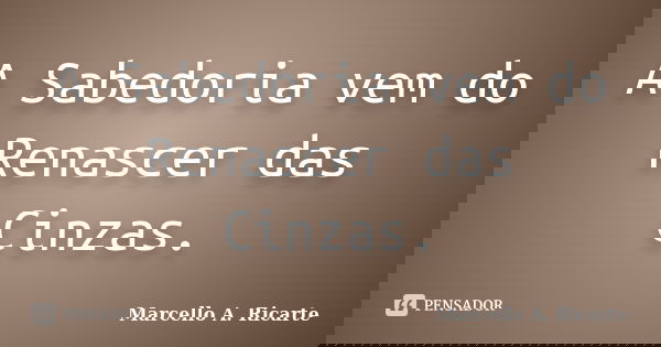 A Sabedoria vem do Renascer das Cinzas.... Frase de Marcello A. Ricarte.