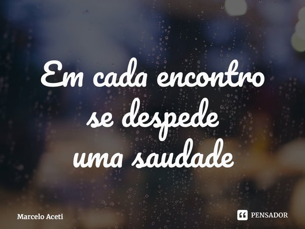 ⁠Em cada encontro se despede uma saudade... Frase de Marcelo Aceti.