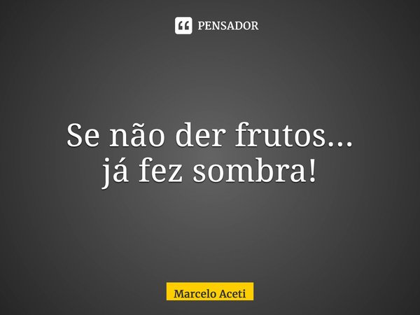 ⁠Se não der frutos... já fez sombra!... Frase de Marcelo Aceti.