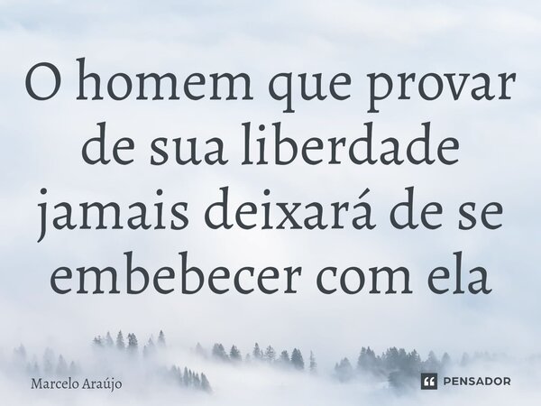 ⁠O homem que provar de sua liberdade jamais deixará de se embebecer com ela... Frase de Marcelo Araujo.