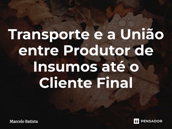 ⁠Transporte e a União entre Produtor de Insumos até o Cliente Final... Frase de Marcelo Batista.