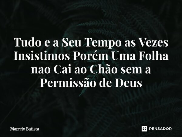 Tudo e a Seu Tempo ⁠as Vezes Insistimos Porém Uma Folha nao Cai ao Chão sem a Permissão de Deus... Frase de Marcelo Batista.