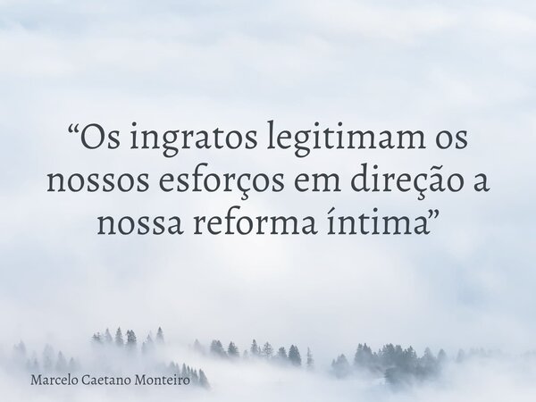 “Os ingratos legitimam os nossos esforços em direção a nossa reforma íntima”... Frase de Marcelo Caetano Monteiro.