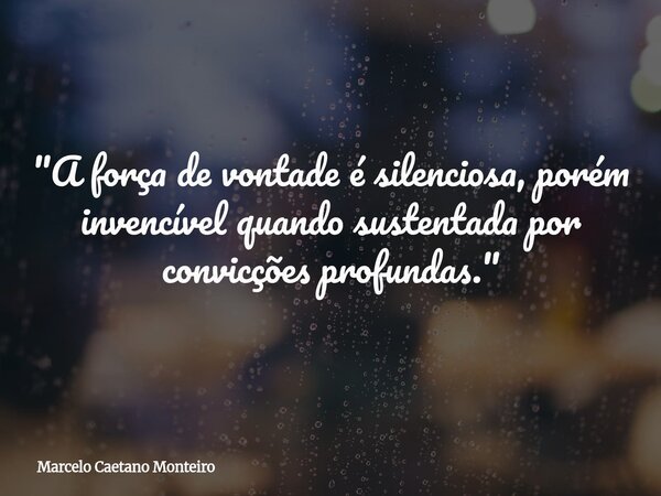 "A força de vontade é silenciosa, porém invencível quando sustentada por convicções profundas."... Frase de Marcelo Caetano Monteiro.