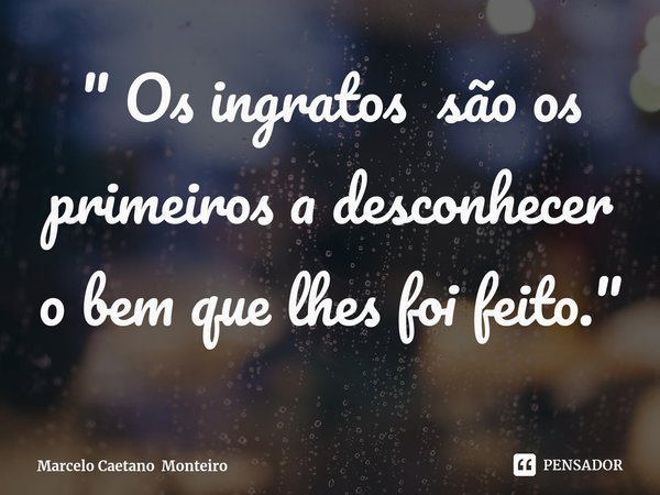 ⁠" Os ingratos são os primeiros a desconhecer o bem que lhes foi feito. "... Frase de Marcelo Caetano Monteiro.