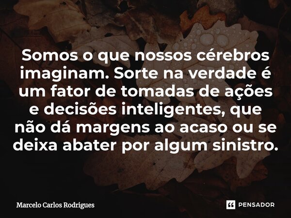 ⁠Somos o que nossos cérebros imaginam. Sorte na verdade é um fator de tomadas de ações e decisões inteligentes, que não dá margens ao acaso ou se deixa abater p... Frase de Marcelo Carlos Rodrigues.
