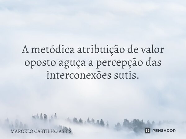 ⁠A metódica atribuição de valor oposto aguça a percepção das interconexões sutis.... Frase de MARCELO CASTILHO ASSIS.