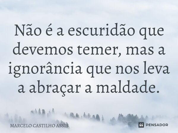 ⁠Não é a escuridão que devemos temer, mas a ignorância que nos leva a abraçar a maldade.... Frase de MARCELO CASTILHO ASSIS.