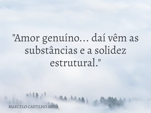 ​"Amor genuíno... daí vêm as substâncias e a solidez estrutural."... Frase de MARCELO CASTILHO ASSIS.