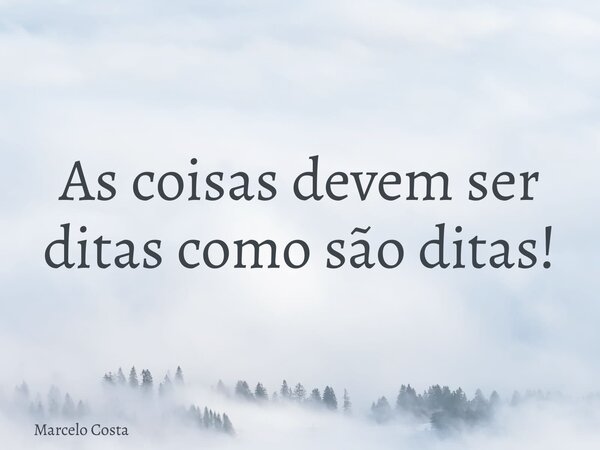 As coisas devem ser ditas como são ditas!... Frase de Marcelo Costa.