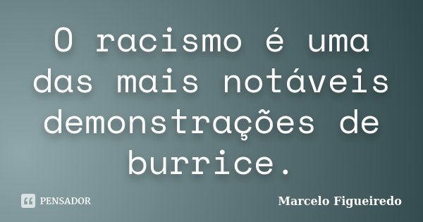 O racismo é uma das mais notáveis demonstrações de burrice.... Frase de Marcelo Figueiredo.