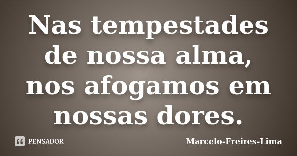 Nas tempestades de nossa alma, nos afogamos em nossas dores.... Frase de Marcelo-Freires-Lima.