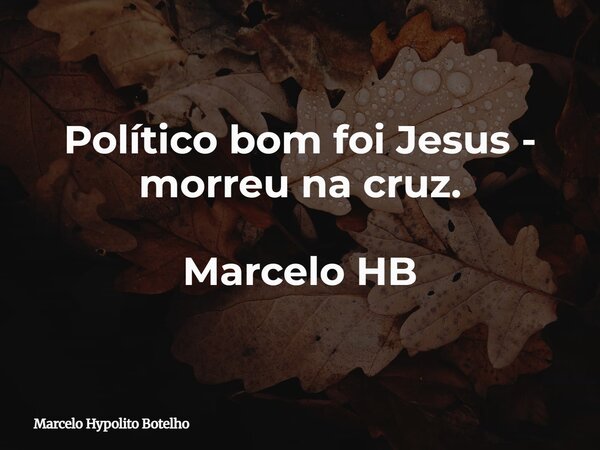 Político bom foi Jesus - morreu na cruz. Marcelo HB... Frase de Marcelo Hypolito Botelho.