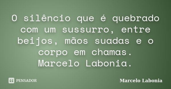 O silêncio que é quebrado com um sussurro, entre beijos, mãos suadas e o corpo em chamas. Marcelo Labonia.... Frase de Marcelo Labonia.