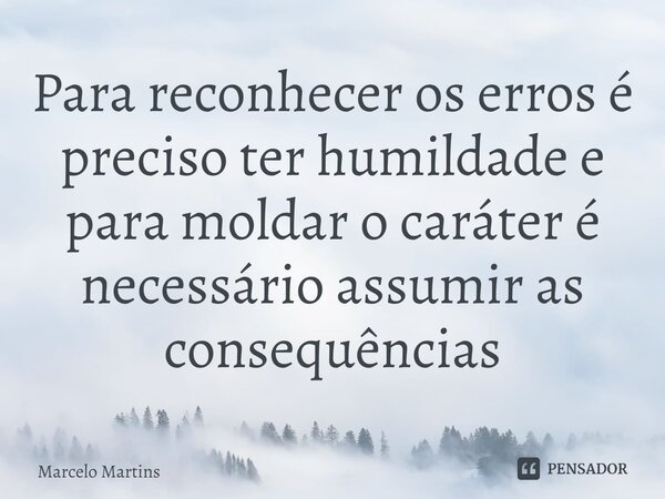 ⁠Para reconhecer os erros é preciso ter humildade e para moldar o caráter é necessário assumir as consequências... Frase de Marcelo Martins.