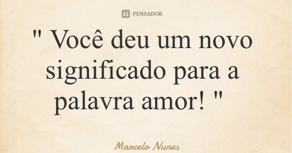 " Você deu um novo significado para a palavra amor! "... Frase de Marcelo Nunes.