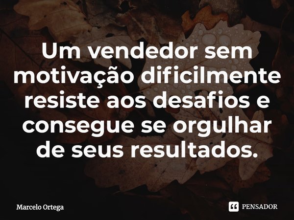 ⁠Um vendedor sem motivação dificilmente resiste aos desafios e consegue se orgulhar de seus resultados.... Frase de Marcelo Ortega.